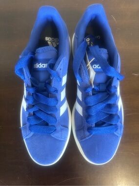 adidas Blue Suede Sneakers with White Three Stripes